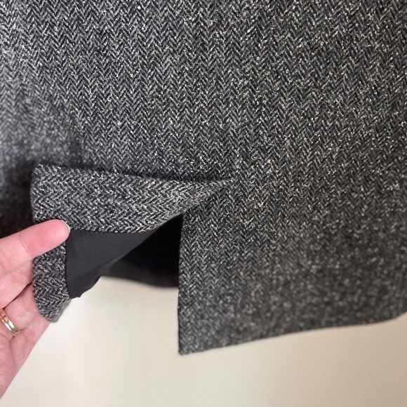 LL Bean Grey Herringbone Tweed Wool Silk Blazer Riding Jacket Heritage Classic - Picture 10 of 12